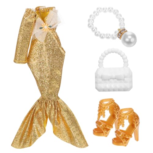SOPOTUTU 1 Satz Abendkleid Elegantes Puppenkleid Puppenkleidung Glitzer Puppenparty Kleidung Meerjungfrau Puppen verkleiden Sich mit Accessoires Puppen-Abendparty-Outfit Puppenkostüm Plüsch von SOPOTUTU