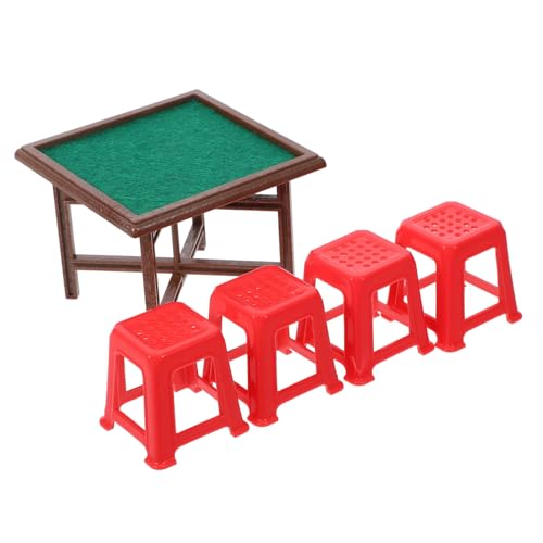 SOPOTUTU 1 Satz Mini Mahjong Tisch und Stuhl Dollhouse zubehör Puppenhaus-Mahjong-Stühle Puppenhaus Szene Modell winzig für Miniaturen deko Mini-Mahjong-Stühle Puppenhaus-Stühle-Tisch Abs von SOPOTUTU