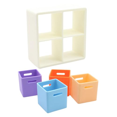 SOPOTUTU 1Satz Mini Puppenhaus Aufbewahrungsbox mit Miniaturregal Plastik Mini Aufbewahrungsbehälter zur Organisation und Präsentation von Puppenhaus Zubehör Kreatives DIY Spielzeug für Familien von SOPOTUTU