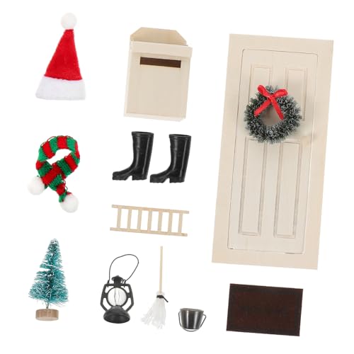 SOPOTUTU 1 Satz Mini Weihnachts Tür Dekoration Teiliges Xmas Zubehör für Puppenhäuser DIY Bastelprojekte Weihnachtsfiguren für Festliche Anlässe Vielseitige Dekoration für Ihr Zuhause von SOPOTUTU