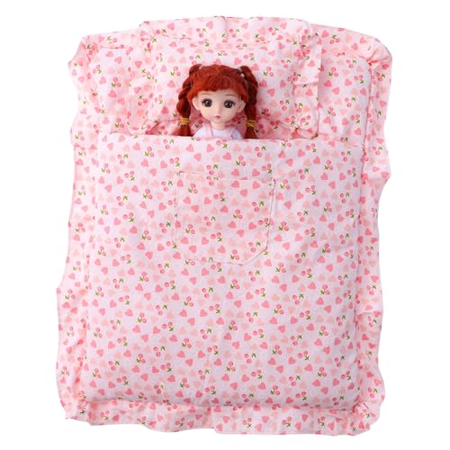 SOPOTUTU 1 Satz Puppen-erdbeer-Schlafsack Puppendecken Kissen Für Puppen Puppenhausbett Puppen Erdbeermatratze -Accessoire Puppensack Doll Erdbeerschlafsack Puppenhausdecke Stoff von SOPOTUTU