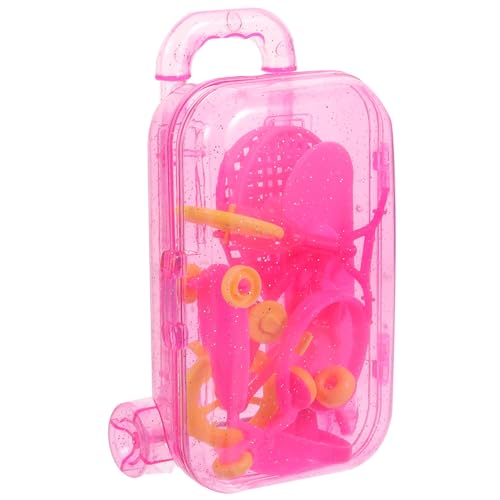 SOPOTUTU 1 Satz Puppenhaus Zubehör Set Teiliges Puppen Koffer Set mit Skateboard Tennisschläger Kopfhörern Hut und Fahrrad für Kreatives Rollenspiel Zufällige Farben von SOPOTUTU
