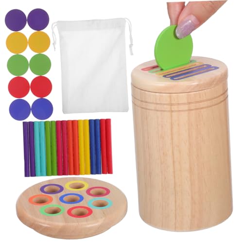 SOPOTUTU 1 Satz Puzzle -Tasse Vorschulspielzeug Lernspielzeug für 2 jährige Sortieren von für Kleinkinder 1-3 sensorisches Farbsortierung Kautschukholz von SOPOTUTU
