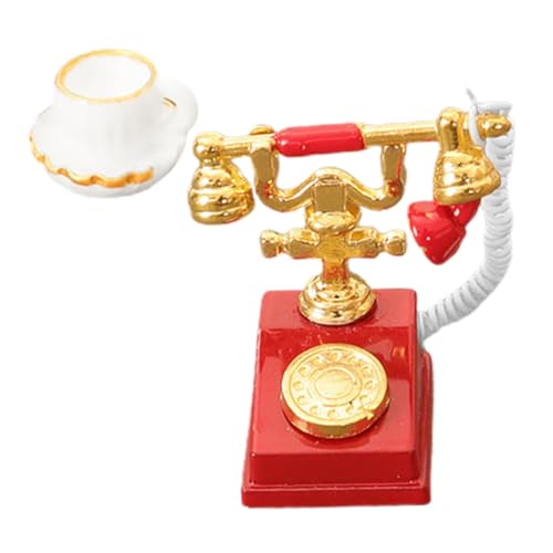 SOPOTUTU 1 Satz Telefon und Tasse Set Vintage Puppenhaus Zubehör Retro Mini Telefon Modell mit Kaffeetasse Teiliges Set für Kreative Szenen und Dekoration Puppenhaus Accessoires für SOPOTUTU 1 Satz Telefon und Tasse Set Vintage Puppenhaus Zubehör Retro Mini Telefon Modell mit Kaffeetasse Teiliges Set für Kreative Szenen und Dekoration Puppenhaus Accessoires für von SOPOTUTU