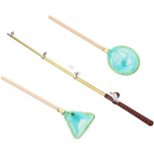 SOPOTUTU 1 Set Angelrutenanzug Modelldekoration Angelspielzeug Mini Spielzeugmodelle Outdoor Für Puppenspielzeug Kinderspielzeug Angelrute Winziges Fischnetz Für Modell von SOPOTUTU