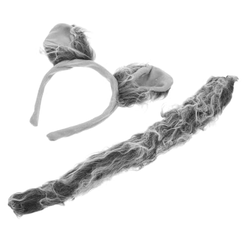 SOPOTUTU 1 Set Grauer Wolf Kopfschmuck Set Stirnbänder Halloween Kostüme Ohren Und Kleine LED Cosplay Faux Wolfwer Kostüm Tierohren Wolf Ohren Wolf Wölfe Grau von SOPOTUTU
