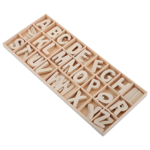 SOPOTUTU 1 Set Holzbuchstaben Kleinkindspielzeug DIY Holzverzierungen Holzausschnitt Ausschnitte Malerei Ornament Unlackierte Holzscheibe Graffiti Chips Holzbuchstaben von SOPOTUTU