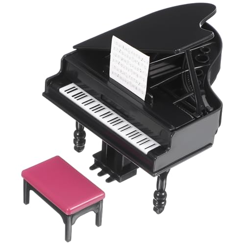 SOPOTUTU 1 Set Mini Klavier Dekoration Kleine Miniatur Hausmöbel Mini Zubehör Süßes Mini Klavier Und Hocker Miniatur Puppenhaus Zubehör Für Mini Abs Schwarz von SOPOTUTU