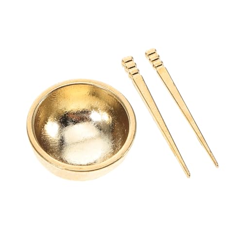 SOPOTUTU 1 Set Mini Möbel Puppenhaus Miniatur Pädagogisches Zubehör Miniatur Szene Küchenszene Requisite Mini Geschirr Basteln Mini Küchengeschirr Miniatur Schüsseln Goldene von SOPOTUTU