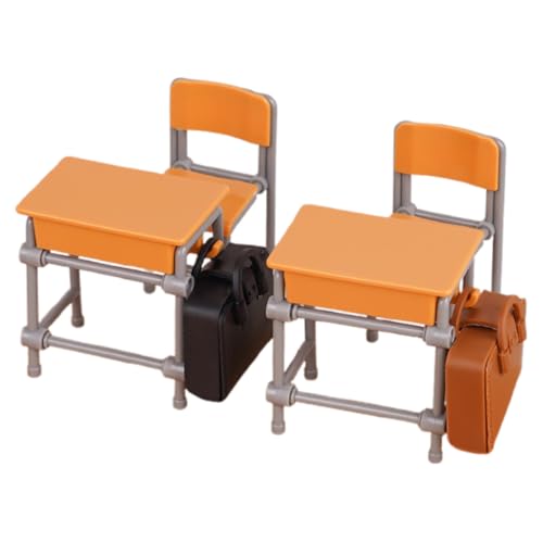 SOPOTUTU 1 Set Schreibtisch Schultasche Modell Mini Puppenhausmöbel Puppenhausmöbel Puppenhaustisch Und Stuhl Schulschreibtisch Mini Puppenhaus Puppenhausschreibtisch Und Stuhl von SOPOTUTU