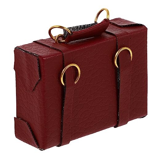 SOPOTUTU 1 Stück Puppenhaus Koffer Mini - Mini-gepäckkoffer Mini-Taschen Mini-Koffer Miniatur Mini-hauskoffer Mini-hausverzierung Mini- - Mini-ledertaschen Rot Kunstleder von SOPOTUTU