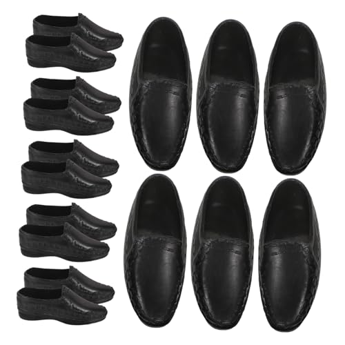 SOPOTUTU 10 Paare Schuhe für Baumwollpuppe. Miniaturschuhe mini Schuhe Puppen Schuhe puppenschuhe Puppen Accessoire deko Mini-Schuhverzierung Exquisite Minischuhe Plastik Black von SOPOTUTU