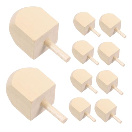 SOPOTUTU 10 Stück Chanukka-Dreidel Aus Holz, Traditionelle Chanukka-Dreidel Aus Holz, Kreisel Aus Naturholz Für Chanukka-partyspiele, Familienaktivitäten von SOPOTUTU