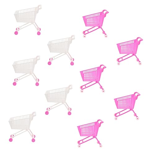SOPOTUTU 10 Stück Einkaufswagenmodell Mini- Miniatur Kinderspielzeug Auto Einkaufswagen Lebensmittelgeschäft Mini-Trolley-Modell Plastik von SOPOTUTU