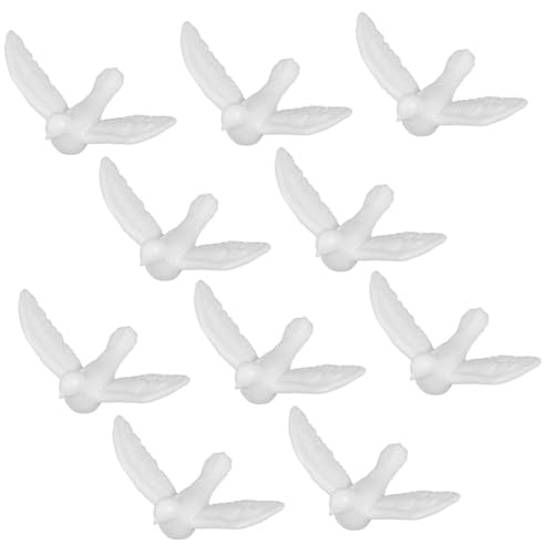 SOPOTUTU 10 Stück Mini-Modell Einer weißen Taube Mini weiße Taube drinnen Mini-Taubenfiguren Tauben Miniatur Küken Mini-Vogel-Tiermodell gefälschte Tauben Harz von SOPOTUTU