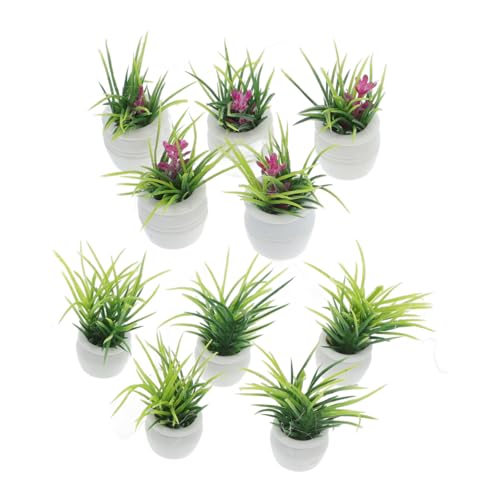SOPOTUTU 10 Stück Miniatur Bonsai Pflanzen Puppenhaus Puppenhaus Zubehör Pflanzen Blumen Dekorationen Für Realistische Künstliche Mini Topfpflanzen Kleine Innenräume Miniatur Szene von SOPOTUTU