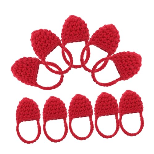 SOPOTUTU 10 Stück Puppenhandtasche Gehäkelte Geldbörsen Entzückende Puppentasche Handgemachte Gestrickte Aufbewahrungstasche Gehäkelte Tasche Süße Handtaschen Gestrickte Tasche Rot Garn von SOPOTUTU