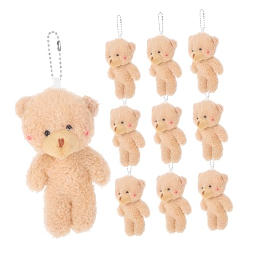 SOPOTUTU 10 Stück Teddybärenschlüsselkette Kleine Bärenpuppe Miniatur-plüschbärenspielzeug Mini-stoffbären Tierischer Rucksackanhänger Mini Bären Plüschtier Light Brown Pp Baumwolle von SOPOTUTU