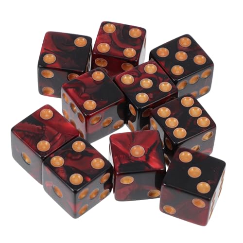 SOPOTUTU 10 Stück Teiliges Acryl Würfelset Farbig Rot Schwarz mit Großen Löchern Abgerundete Ecken Klare Punkte Langlebig und Tragbar für Brettspiele und Rollenspiele von SOPOTUTU