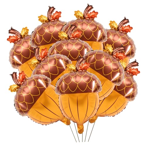 SOPOTUTU 10 Stück Teiliges Aluminium folienballon Tannenzapfenform Herbstliche Partydeko Thanksgiving themenballons Langlebig Glänzend für Festtagsfeiern und Gemütliche Heimdekoration von SOPOTUTU