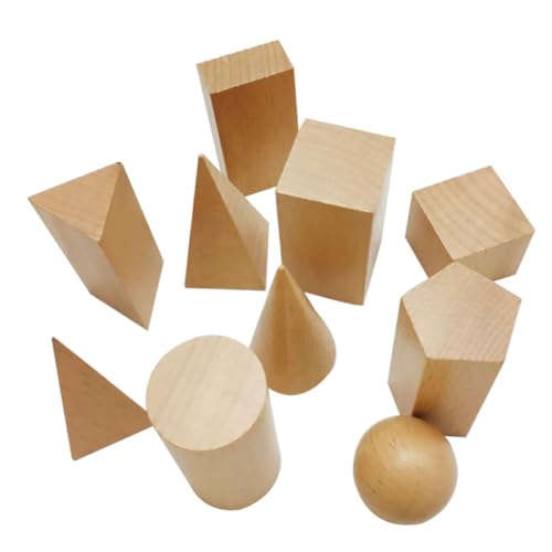 SOPOTUTU 10 Stück Teiliges Geometrisches Bauklötze aus Holz Pädagogisches Lernspielzeug für Kognitiver Fähigkeiten Kreatives Bauspielzeug für Frühe Bildung und Praktische Übungen von SOPOTUTU