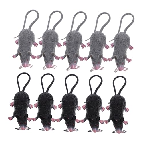 SOPOTUTU 10 Stück Teiliges Halloween Deko Realistische Ratten Schwarz Lebensechte Streichspielzeug Mäuse für Party Gruselige Requisiten für Halloween Deko und Scherze von SOPOTUTU