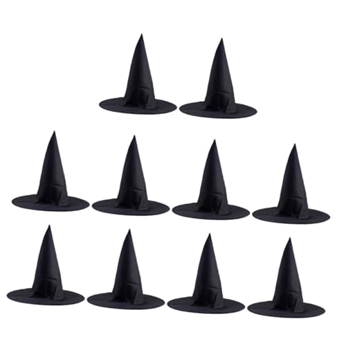 SOPOTUTU 10 Stück Teiliges Halloween Hexenhüte Schwarz Cosplay Hut Leichtes Hautfreundliches Material Partydeko Fotorequisite für Hexen Mottoparty Erwachsene von SOPOTUTU