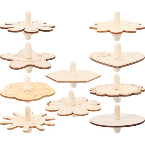 SOPOTUTU 10 Stück Teiliges Holzkreisel Bemalen DIY Gyro aus Glattem Schadstofffreiem Holz Verschiedene Formen für Kreative Handkoordination bei Jungen und Mädchen SOPOTUTU 10 Stück Teiliges Holzkreisel Bemalen DIY Gyro aus Glattem Schadstofffreiem Holz Verschiedene Formen für Kreative Handkoordination bei Jungen und Mädchen von SOPOTUTU