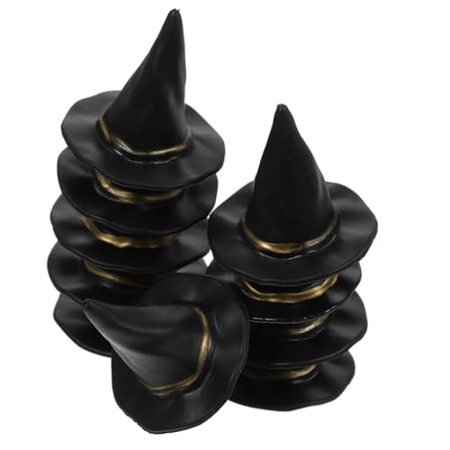 SOPOTUTU 10 Stück Teiliges Mini Hexenhut für Puppenhaus Halloween Deko Detailreiche Miniaturhüte für DIY Bastelprojekte Partyzubehör und Puppenaccessoires von SOPOTUTU