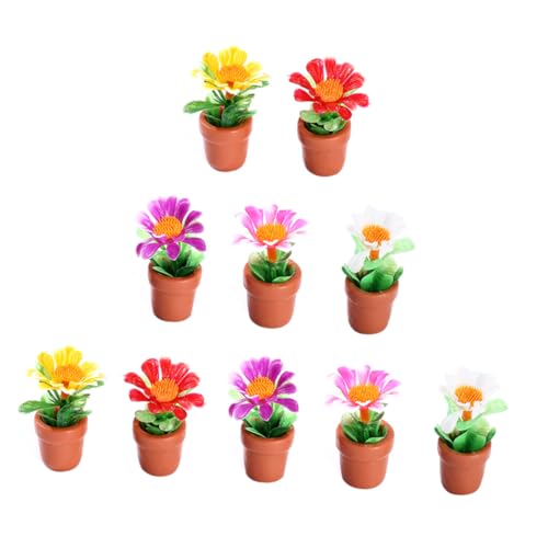 SOPOTUTU 10 Stück Teiliges Miniatur Bonsai Realistische Miniaturpflanzen für Micro Landschaft Feine Details Langlebig als Dekoration für Sandtische Puppenhäuser und Kleine von SOPOTUTU