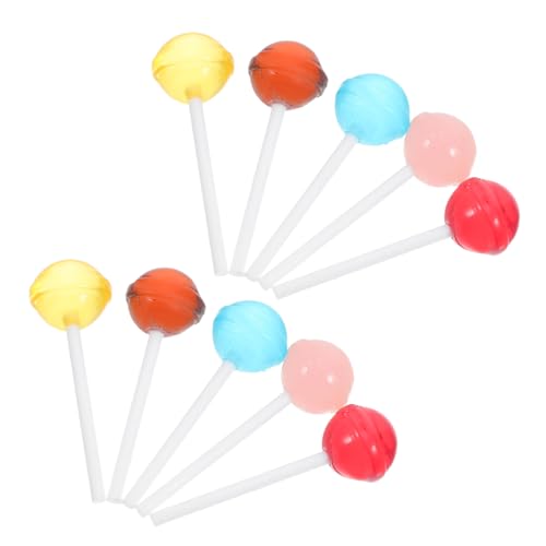 SOPOTUTU 10 Stück Teiliges Miniatur Lollipop Lebendige Farben Detailreiche Puppenhaus Deko Glatte Oberfläche Langlebiges Material Zubehör für Mini Haus Szenen und DIY von SOPOTUTU