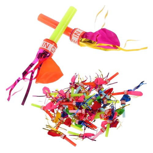 SOPOTUTU 100 Stück Goldener Pfeifenballon Luftballons Krachmacher-party Blowouts Partygeschenke Geburtstagsgeschenke Für Erwachsene Geburtstags-gebläse Geräuschmacher Clownshörner Plastik von SOPOTUTU