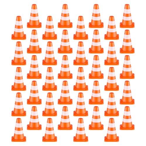 SOPOTUTU 100 Stück Miniatur Verkehrszeichen Orange Verkehrshindernisse für Pädagogische Simulation von Straßenblockaden für Kreatives Lernen und Verkehrssicherheit von SOPOTUTU