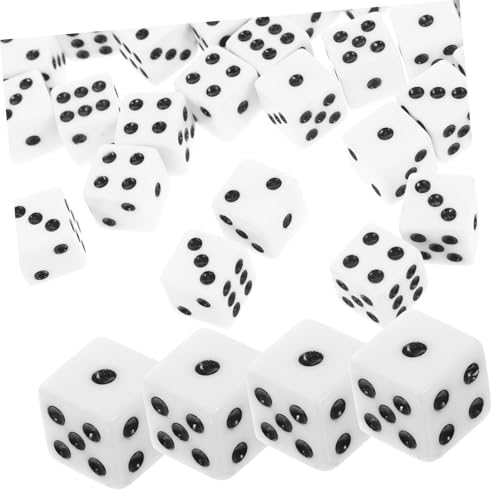 SOPOTUTU 100 Stück Sechsseitige Acryl Würfel Spielwürfel Weiß mit Schwarzen Punkten Leichtes Langlebiges für Brettspiele Party und Spielspaß SOPOTUTU 100 Stück Sechsseitige Acryl Würfel Spielwürfel Weiß mit Schwarzen Punkten Leichtes Langlebiges für Brettspiele Party und Spielspaß von SOPOTUTU