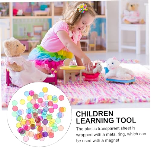 SOPOTUTU 100 Stück Teiliges Farbiges Lernspielzeug mit Transparenten Kunststoff Discs Runde Mathematikspielmarken für Frühe Rechenhilfe und Kognitive im Kindergarten von SOPOTUTU