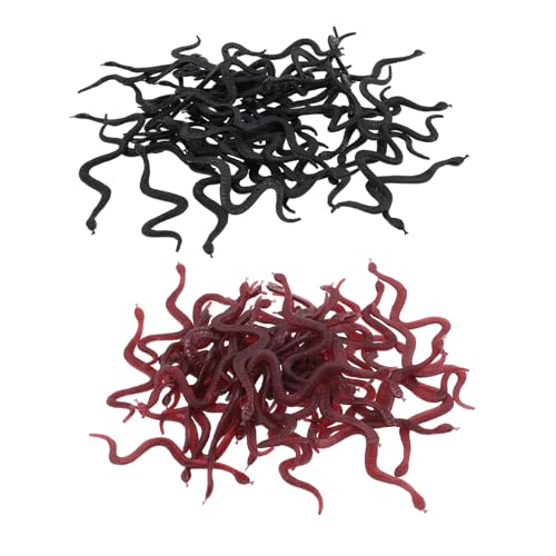 SOPOTUTU 100 Stück Teiliges Realistische Schlangen in Schwarz und Braun Sichere Halloween Party Deko Lebensechte Prank Toys für Wildlife Fans Robust und Pädagogisch von SOPOTUTU
