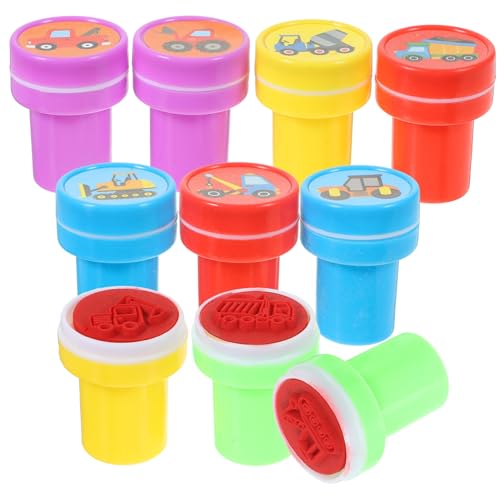 SOPOTUTU 10Stücke Teiliges Stempelset für Baufahrzeug Motive DIY Stempel für Kreative Bastelprojekte Belohnungen im Unterricht für Partys und Geburtstagsfeiern von SOPOTUTU