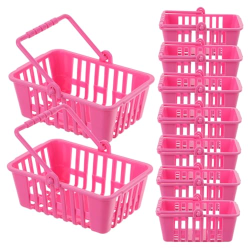 SOPOTUTU 12 Stück Mini -Einkaufskorbsspielzeug mit Wagen Körbe Miniatur für klein Mini -Simulation Supermarktspielzeug Einkaufskorb-Modell Mini Doll House Accessoires Handkorb Plastik Rosa von SOPOTUTU