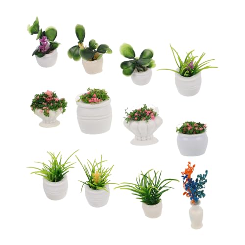 SOPOTUTU 12stücke Dollhouse Bonsai Modell Teiliges Miniatur Blumentöpfe Für Puppenhaus Dekoration Kreative Gartenaccessoires Pflegeleichte Pflanzen Individuelle Designs Für von SOPOTUTU
