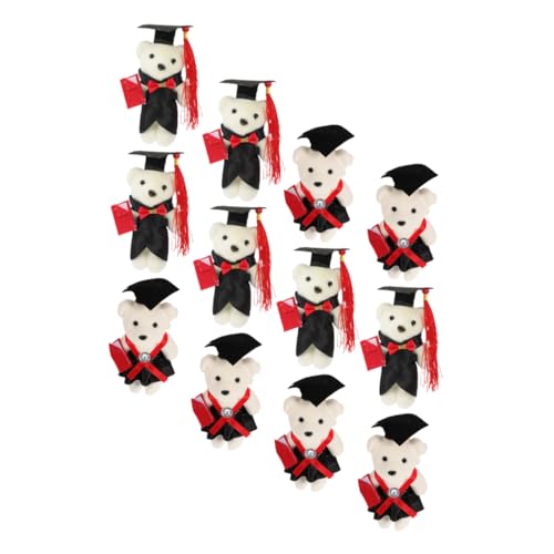 SOPOTUTU 12 Stück Teiliges Abschlussbär Stofftier mit Doktorhut Plüschbären für Blumensträuße DIY Abschlussfeier Deko Süße Geschenkideen für Graduates Vielseitig Einsetzbar von SOPOTUTU