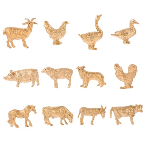 SOPOTUTU 12 Stück Teiliges Bauernhoftier Miniaturset aus Kunststoff Realistische Detailreiche Tierfiguren in Leuchtenden Farben Kindgerecht und Sicher Vielseitig für Spiel und Dekoration von SOPOTUTU
