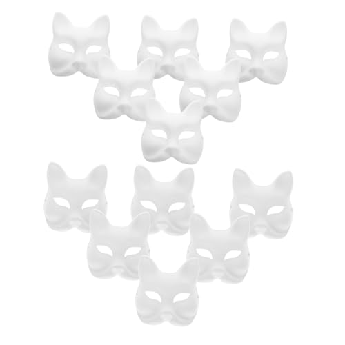 SOPOTUTU 12 Stück Teiliges DIY Papiermasken Halbgesichtsmasken zum Bemalen Leichte Weiße Blanko Masken aus Papier für Karneval Maskenball Halloween Kreative Handwerksmaterialien für Cosplay von SOPOTUTU