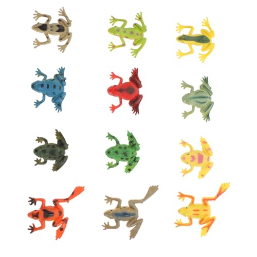 SOPOTUTU 12 Stück Teiliges Froschspielzeug aus Realistische Tropenwald Frosch und Krötenmodelle Farbenfrohe Spielzeuge für Aquarium Garten und Poolparty Dekoration von SOPOTUTU