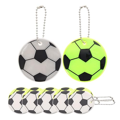 SOPOTUTU 12 Stück Teiliges Fußball Hängedekor Reflektierend in Gelb und Silber Langlebige Schulranzen Anhänger als Dekorative Fußball Partygeschenke für Jungen von SOPOTUTU