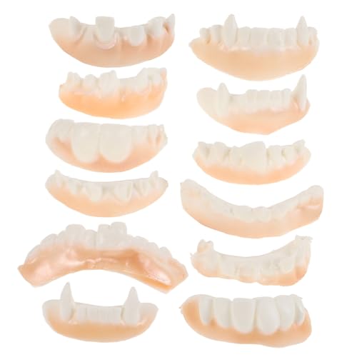 SOPOTUTU 12 Stück Teiliges Halloween Zähne Lustige Vampir Fangs Künstliche Zähne für Kostüm Party Langlebige Halloween Deko Vielseitig für Cosplay Bühne und Grusel Events Geeignet von SOPOTUTU