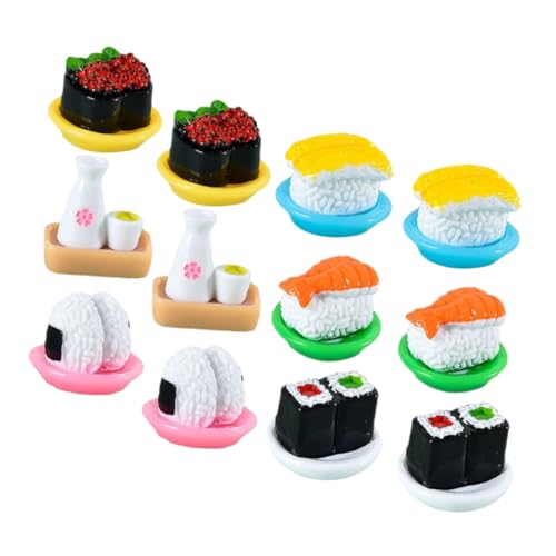 SOPOTUTU 12 Stück Teiliges Künstliche Mini Sushi Modelle aus Resin Detailgetreue Japanische Dekofiguren für Puppenhäuser Vielseitig als Fotorequisiten Party und Wohnraumdekoration Geeignet von SOPOTUTU