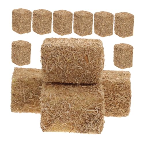 SOPOTUTU 12 Stück Teiliges Mini Heuballen Detailgetreue Langlebige Miniatur Strohballen für Puppenhäuser DIY Herbstdekoration Naturgetreue Modelllandschaft Zubehör von SOPOTUTU