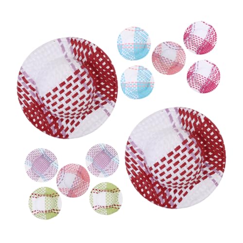 SOPOTUTU 12 Stück Teiliges Mini Papier und Stoffhüte Bunte Gestreifte Miniatur Puppenhüte für DIY Bastelprojekte Puppenhaus Dekoration Langlebige Handliche Mini Hüte von SOPOTUTU