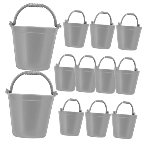 SOPOTUTU 12 Stück Teiliges Miniatur Kunststoff Eimer Kleine Wasserfässer für Puppenhaus Dekoration Leichte Langlebige Mini Eimer für Basteln und Mikro Landschaft Gestaltung von SOPOTUTU