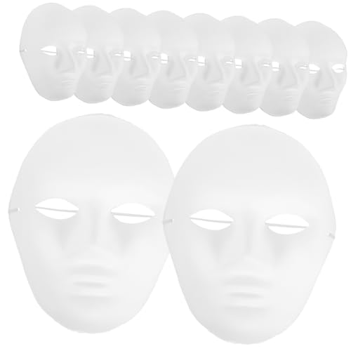 SOPOTUTU 12 Stück Teiliges Weiße DIY Vollgesichtsmaske für Herren Atmungsaktiv mit Augenschlitzen zum Bemalen Gruseliges Halloween Kostüm Hip Hop Tanz Maskenball Karneval Fasching Party von SOPOTUTU